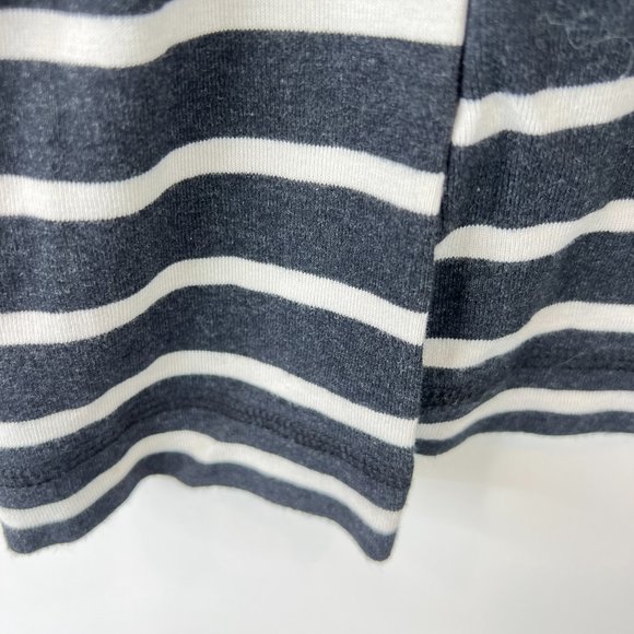 Tory Burch Sz Medium Gray White Striped Graphic Tee - Picture 10 of 15